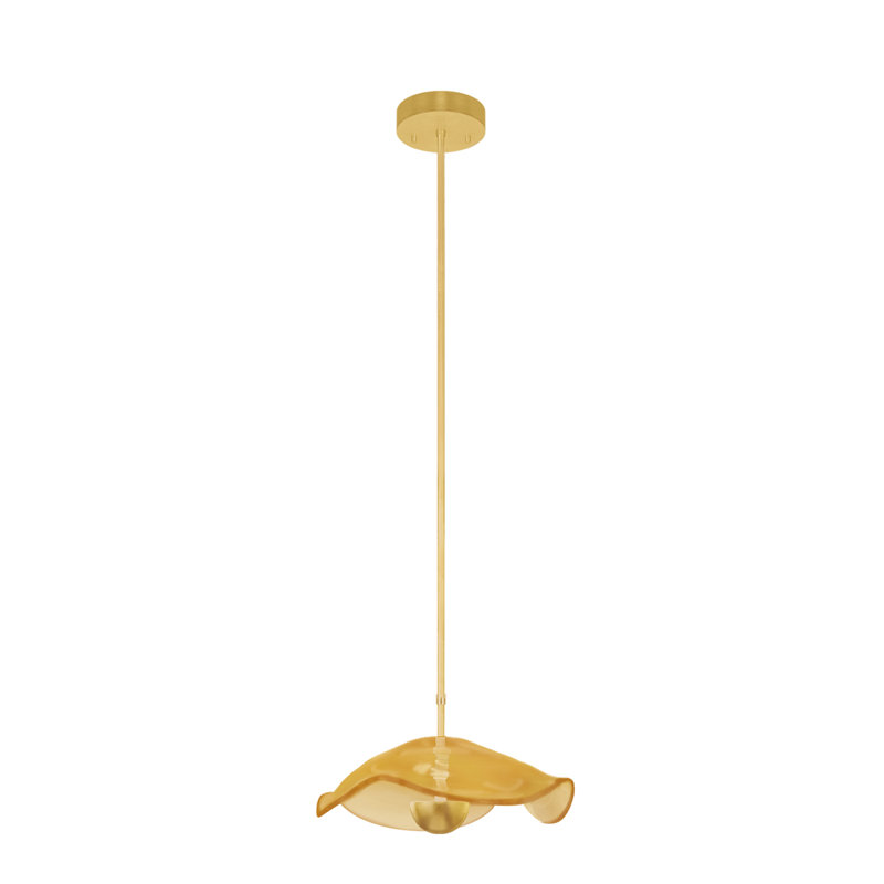 Luminaire suspendu rond l 12 po Embark, H 78,25 po x l 12 po x P 12 po, Feuille d'or standard, Ambre