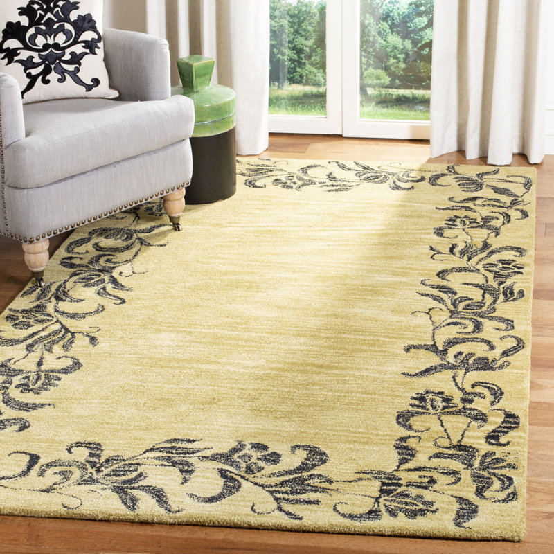 Tapis floral en laine et viscose touffeté à la main Candelo Soho, Rectangle 7 pi 6 po x 9 pi 6 po