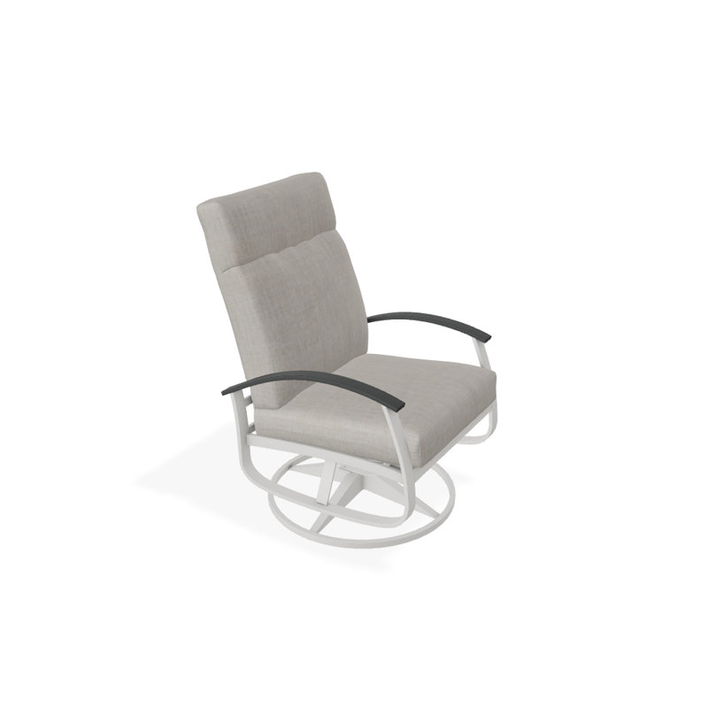 Belle Isle Outdoor Rocker Chair, Blue/White Stripe, Classic Graphite P30, Textured Snow