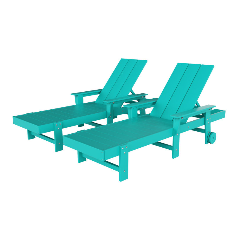 Ensemble de chaises longues inclinables 77,6 "Aderson, Turquoise