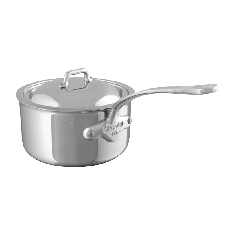 Mauviel M'cook 5-Ply Sauce Pan With Lid, Cast Stainless Steel Handle, 1.2-Qt, 5.91"