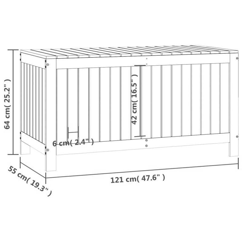 Rosalind Wheeler Daesha 121cm W 269L Water Resistant Pine Solid Wood Deck Box, Grey