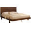 Lit plateforme en bois de style moderne du milieu du siècle, format Queen, tête de lit imposante, pieds fuselés inclinés, sans sommier, noyer-1133091038-1133091025