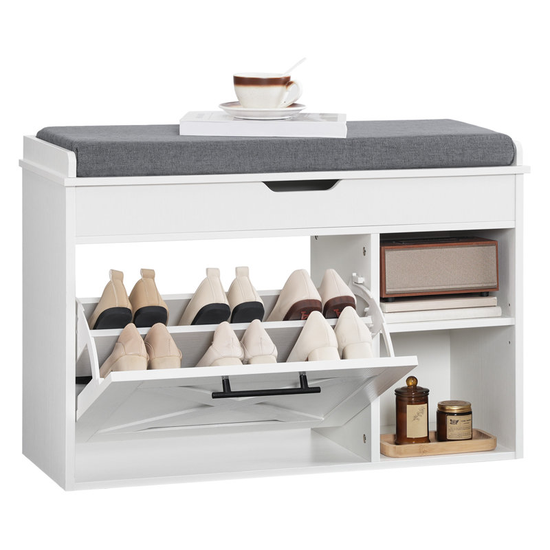 Wooden Entryway Bench With Flip Drawer
