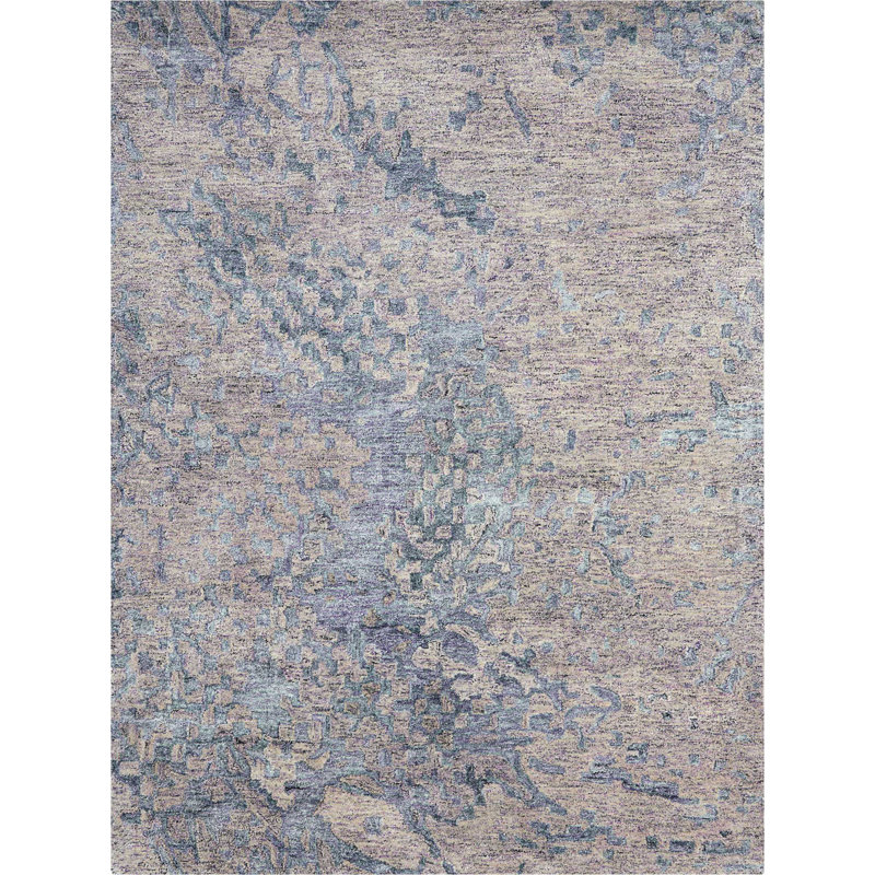 Tapis bleu fait à la main Ardis, Rectangle 3 pi 9 po x 5 pi 9 po