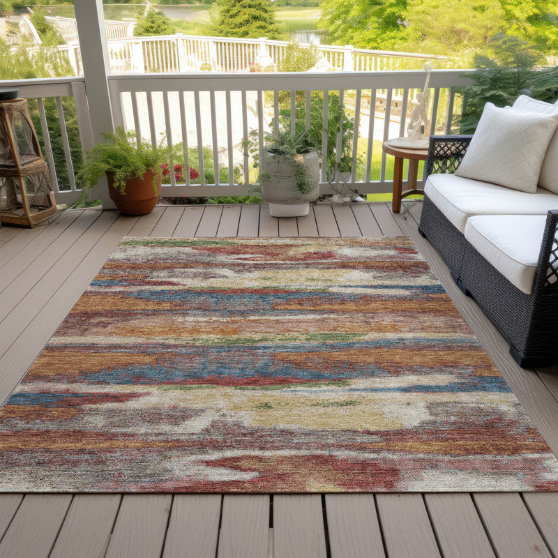Aleighna Abstract Brown and Gray Washable Synthetic Rug
