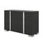 Commode pour chambre à coucher avec 6 tiroirs, commode en bois de ferme, armoire de rangement en miroir avec pied en métal-2100309913