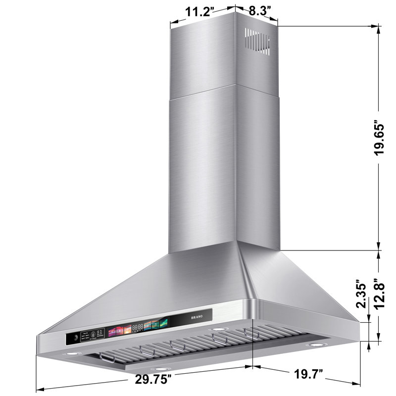 BRANO 30 in. Wall Range Hood, 900 CFM Convertible Stainless Steel Kitchen Hood with Voice, Gesture & Touch Control