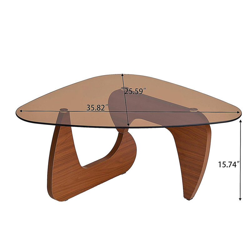 Petite table basse de style campagnard Mid-Century, H 15,74 po x L 35,82 po x l 25,59 po, Noyer, Brun
