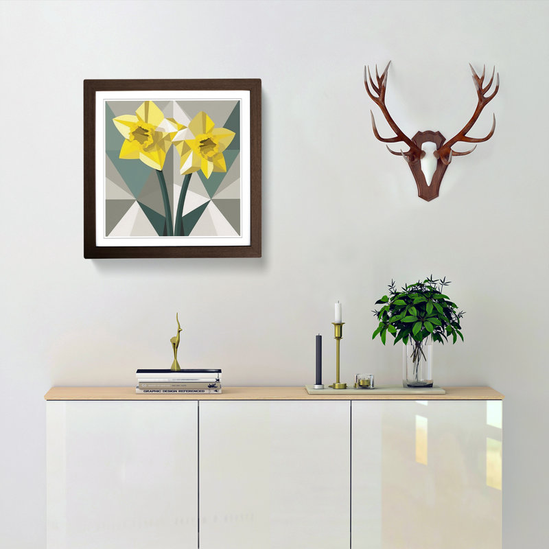 Daffodil Geometric No.2 - Framed Print, Walnut