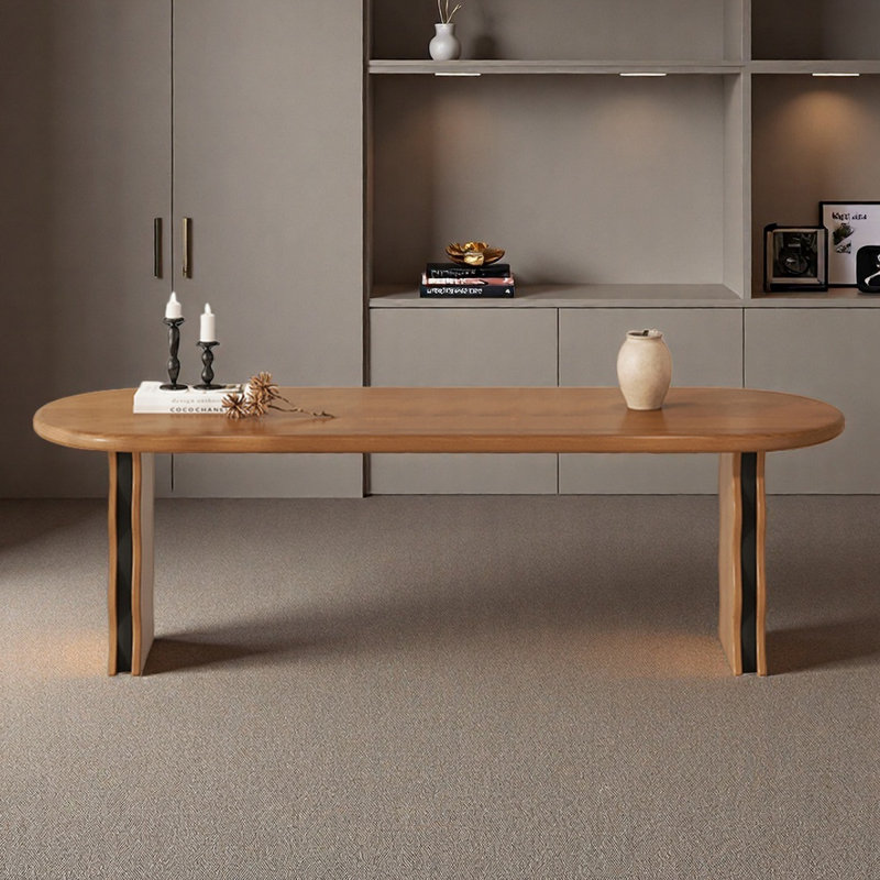 Bureau / bureau en bois massif pour un usage domestique, H 29,53 po x l 86,61 po x P 35,43 po, Brun