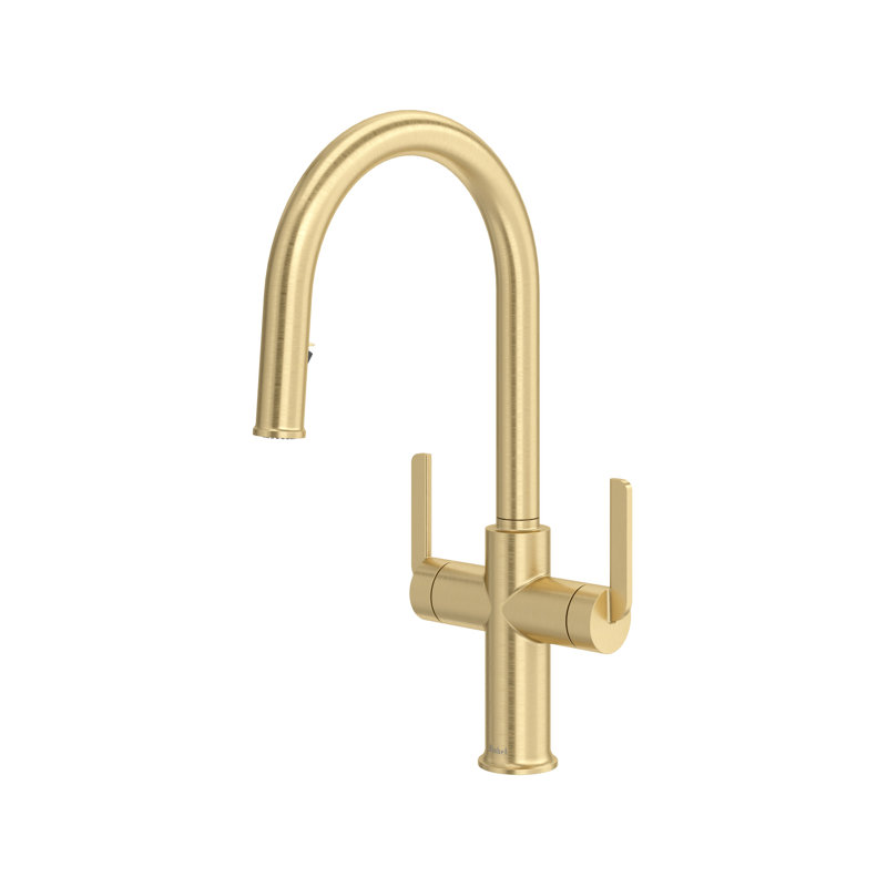 Authentica Pull-Down Kitchen Faucet With U-Spout, Satin Brass US4