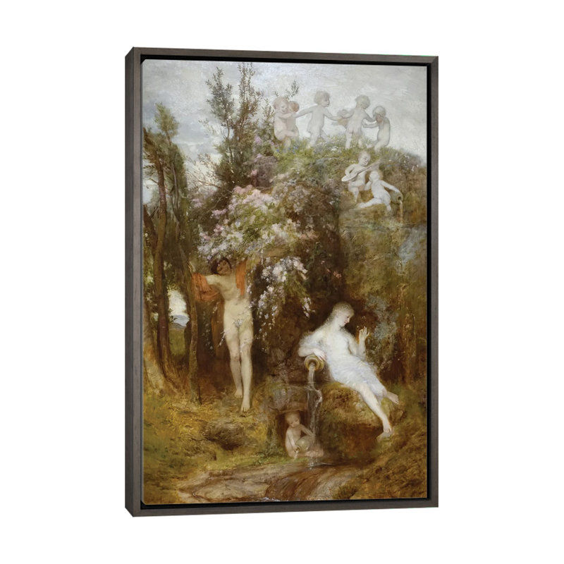 «Love Spring» - ABQ76, Gris, H 40 po x l 26 po, Impression sur toile flottante sans passe-partout
