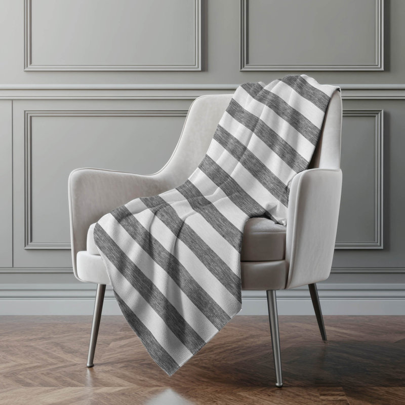 Jeté en sherpa Addison, Gris anthracite, rayé
