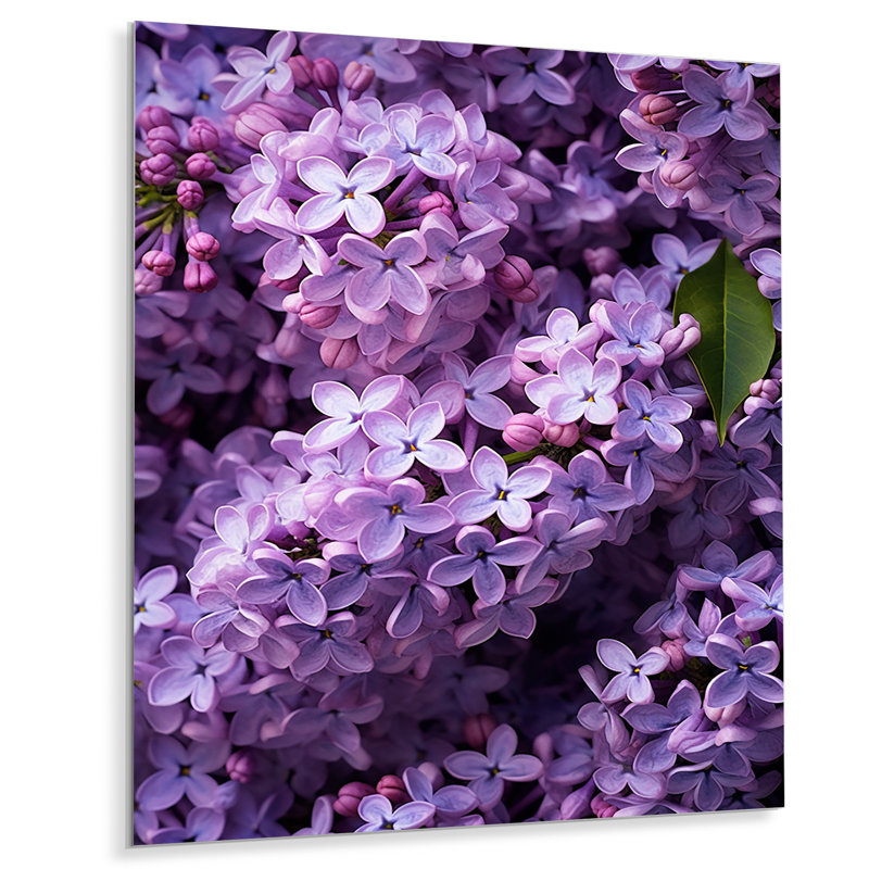 Lilas mauves parfumées II - décoration murale florale en métal, H 40 po x l 30 po x P 1 po