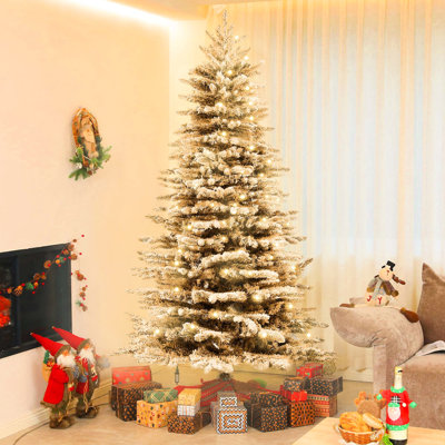 Arbre de Noël pin de montagne 7,5 pi, 500 et 1264 extrémités de branches pour le plaisir des Fêtes, articulées avec des lumières à DEL, propriétés ignifuges