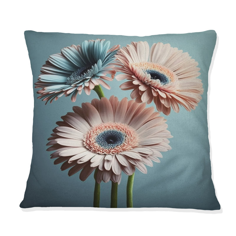 Orange Gerbera Hyper Realistic Flowers - Gerbera Printed Throw Pillow