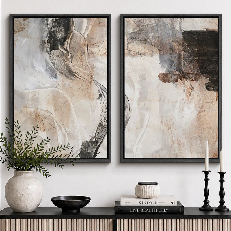 "Grunge Abstract Paint Stroke Effect", impression d'art moderne sur toile, 2 pièces, H 36 po x l 24 po, Noir
