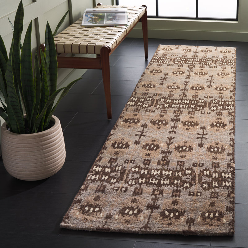 Tapis en laine touffeté à la main Carpenter, Tapis de couloir 2 pi 3 po x 9 pi