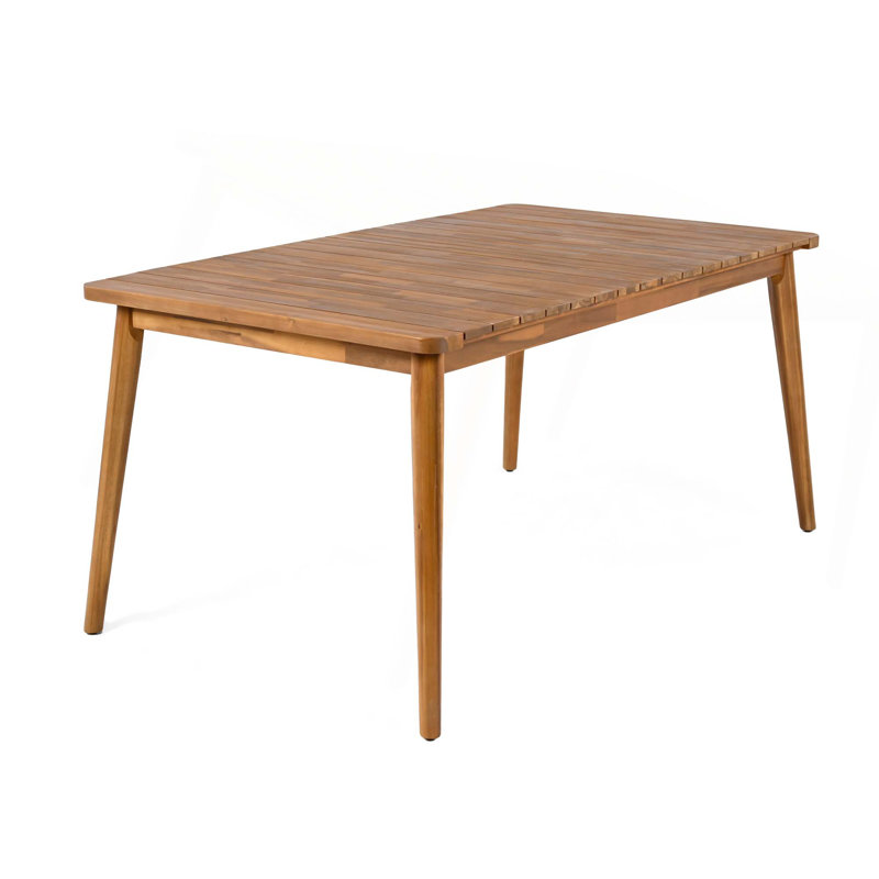 Acacia Wood Dining Table 6-Person Outdoor Table, Farmhouse Furniture For Patio, Garden, Backyard, Teak 180 Lbs Weight Capacity 63"L