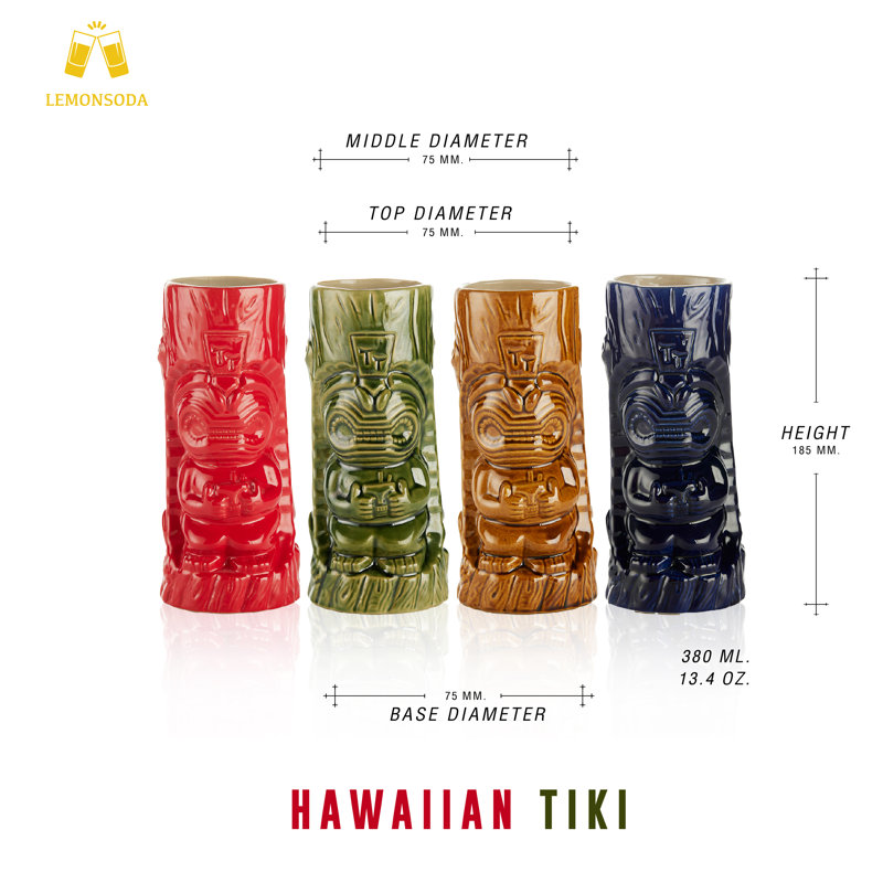 Ceramic Hawaiian Tiki Glasses (14.5 oz)