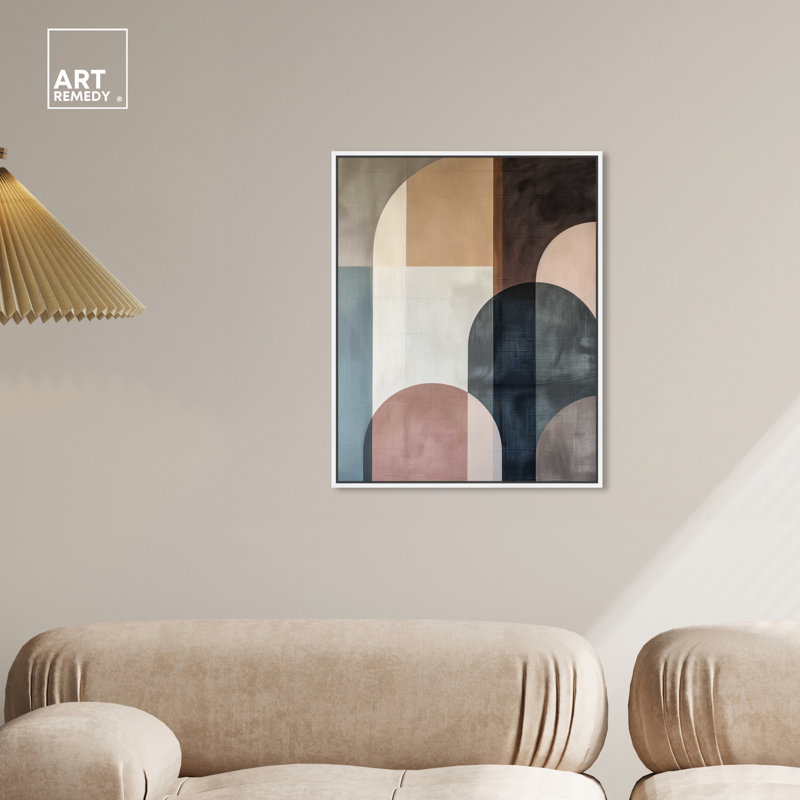 Large Multicolor Abstract Canvas Print with White Frame