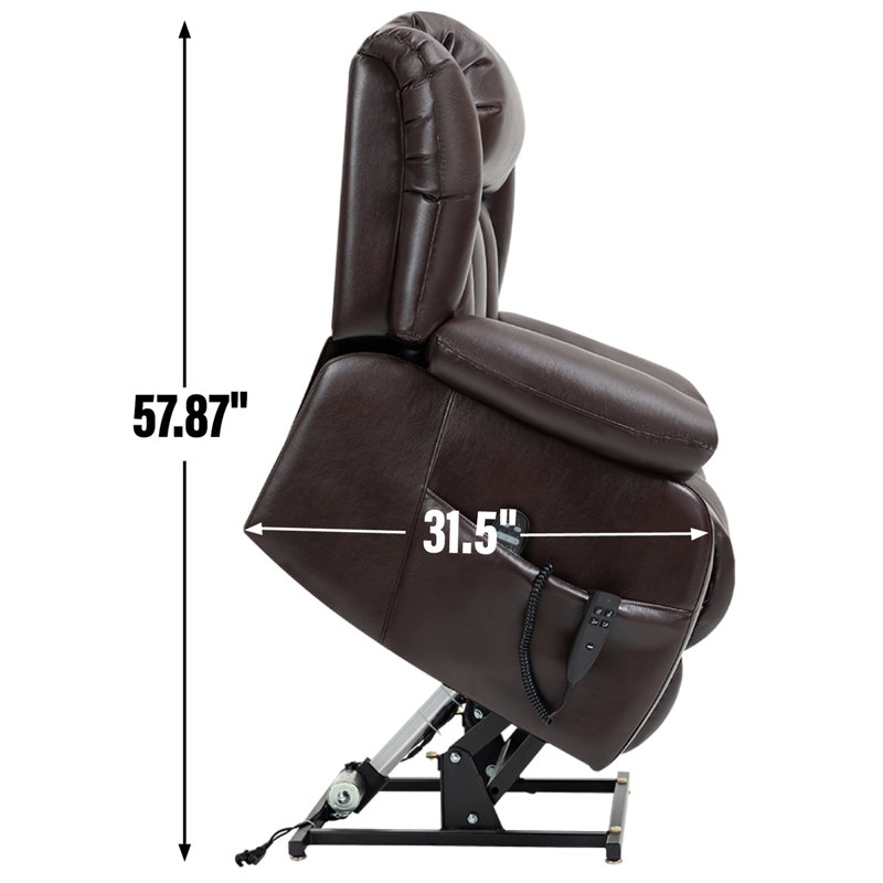 Dual Motor Infinite Position Up To 350 LBS Electric Medium Size Brown Power Lift Recliner Chair With 8-Point Vibration Massage And Lumbar Heating