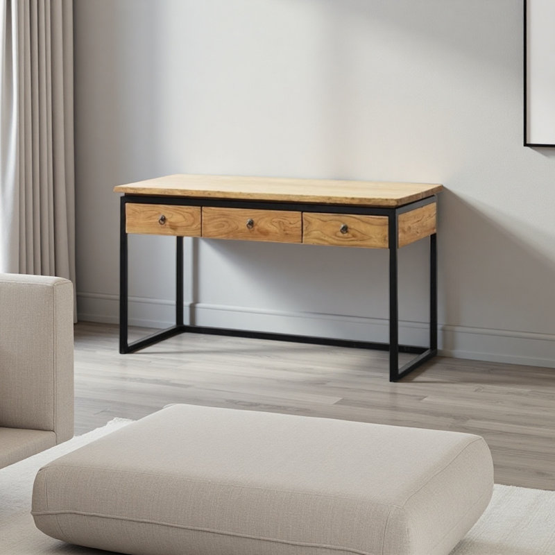 Bureau d'écriture en bois massif rétro, H 29,52 po x l 47,24 po x P 23,62 po