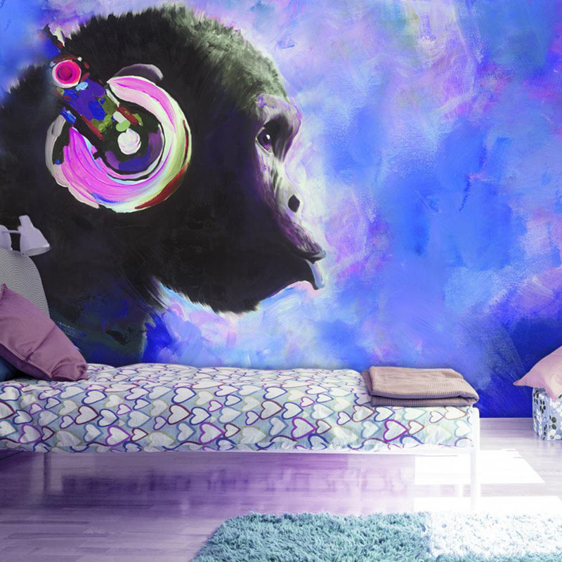 Murale, L 110 po x l 157 po, Bleu/noir/rose