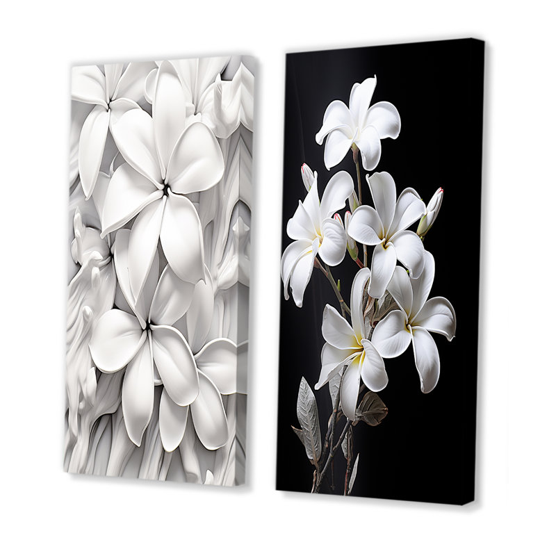 Parfumée Plumeria Serenade - ensemble de 2 décorations murales Plumeria, H 28 po x l 25 po, Toile tendue