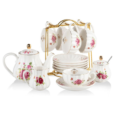 Service à thé en porcelaine British Royal Series, 8 tasses et service de soucoupe pour 6