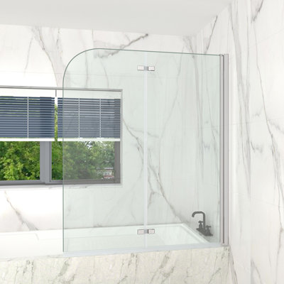 Mahnomen 56.1mm - 112.2mm W x 140mm H Hinged Semi-Frameless Tub Door with Clear Glass