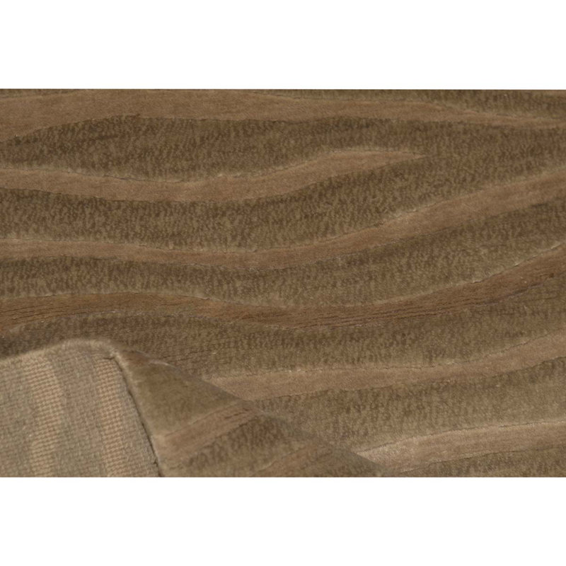 Tapis abstrait ivoire / brun noué à la main 4 pi x 6 pi Abstract