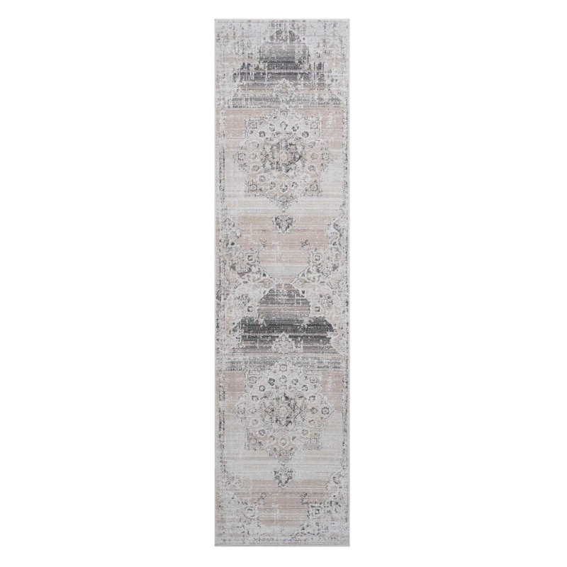 NAAR PAYAS Collection 2X8 Cream / Beige / Medallion Runner Rug, Cream, Rectangle 8' x 2'2"