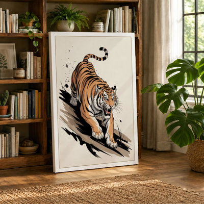 Stalking Tiger Japandi - Wrapped Canvas