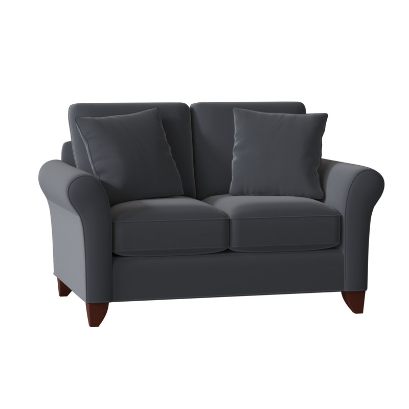 Causeuse à accoudoirs roulés de 59 po avec coussins réversibles Almada, Chenille performance marine Craftwood 23, Non