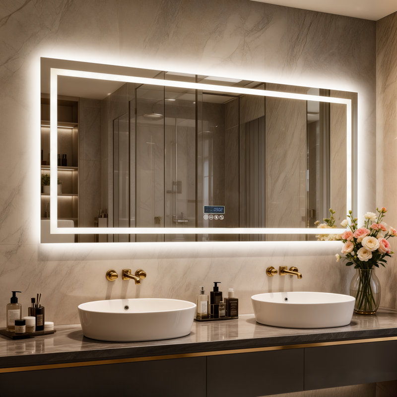 Rectangle Bluetooth Led Mirror, 80 cm H x 140 cm W