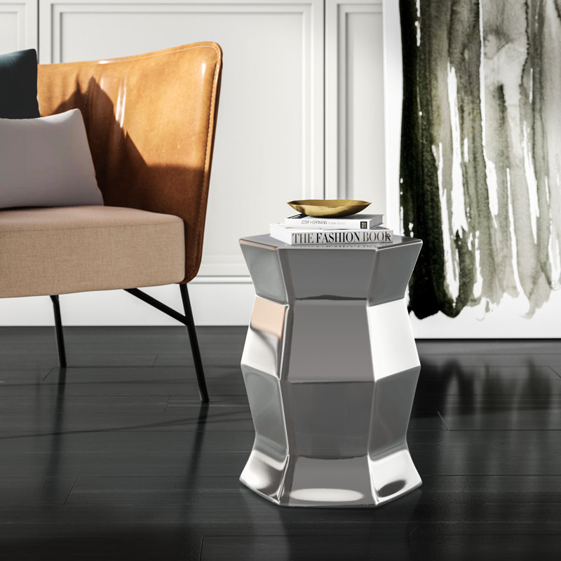 Tabouret de jardin en céramique Debrorah, Argent