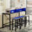 59 Inch Bar Table, Dining Table, Sofa Table With Power Socket And LED Light, 3 Saddle Stools, 4-Piece Bar Table And Chairs Set For Living Room, Dining Room And Kitchen-1411491263