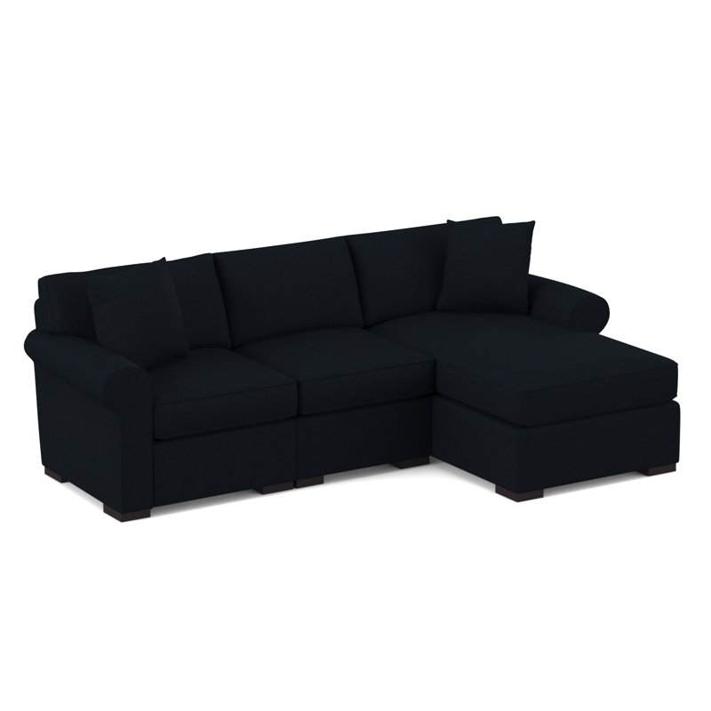 Star Upholstered L-Shaped Sectional, Bella Ink Performance Velvet, Right Hand Facing