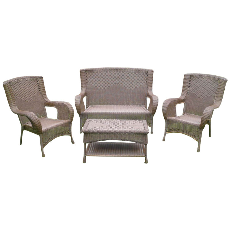 Hanish 4 - Person Patio Conversation Set, Antique Pecan