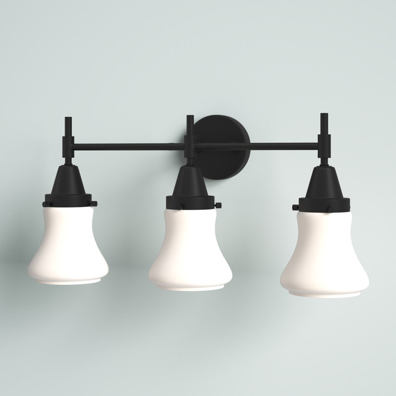 Éclairage pour meuble-lavabo à 3 lumières à intensité variable Gayle, Ampoule incandescente rétro de 60 watts, Blanc mat