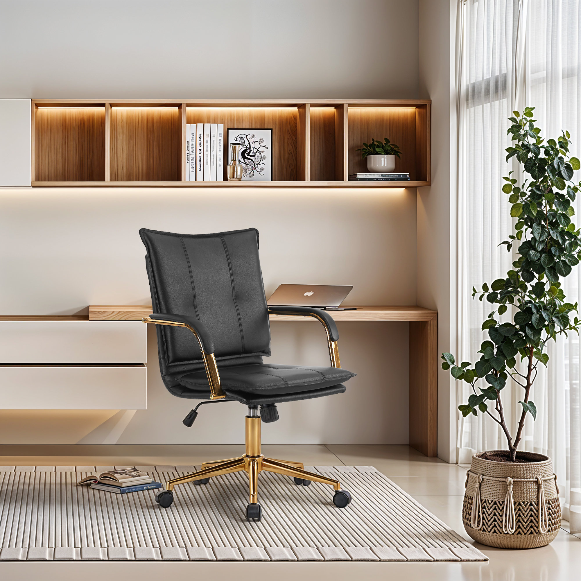 Mercer41 Dareece Leather Task Chair with Padded Arms & Reviews | Wayfair