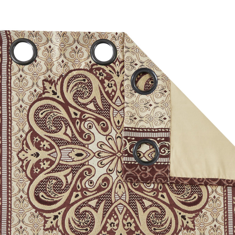 Demri Semi Sheer Curtain Pair, Red Gold