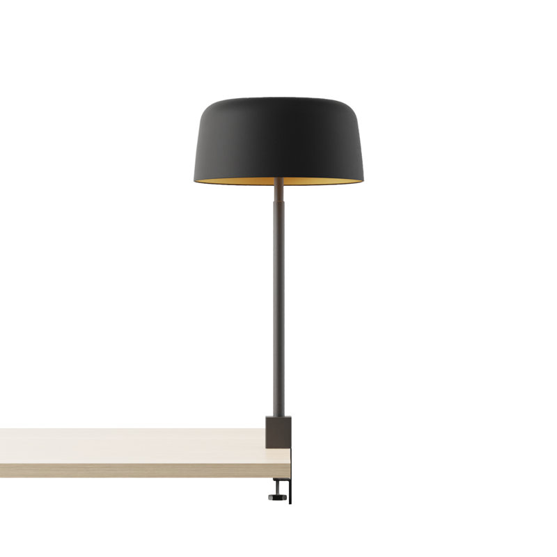 Yurei Co-Working Lamp Edge Clamp with 14" Matel Shade, Interior, Black, Black/Gold