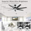 Ventilateur de plafond intelligent 65 po moderne avec lumière, 7 pales en ABS durables-330736367-330736368
