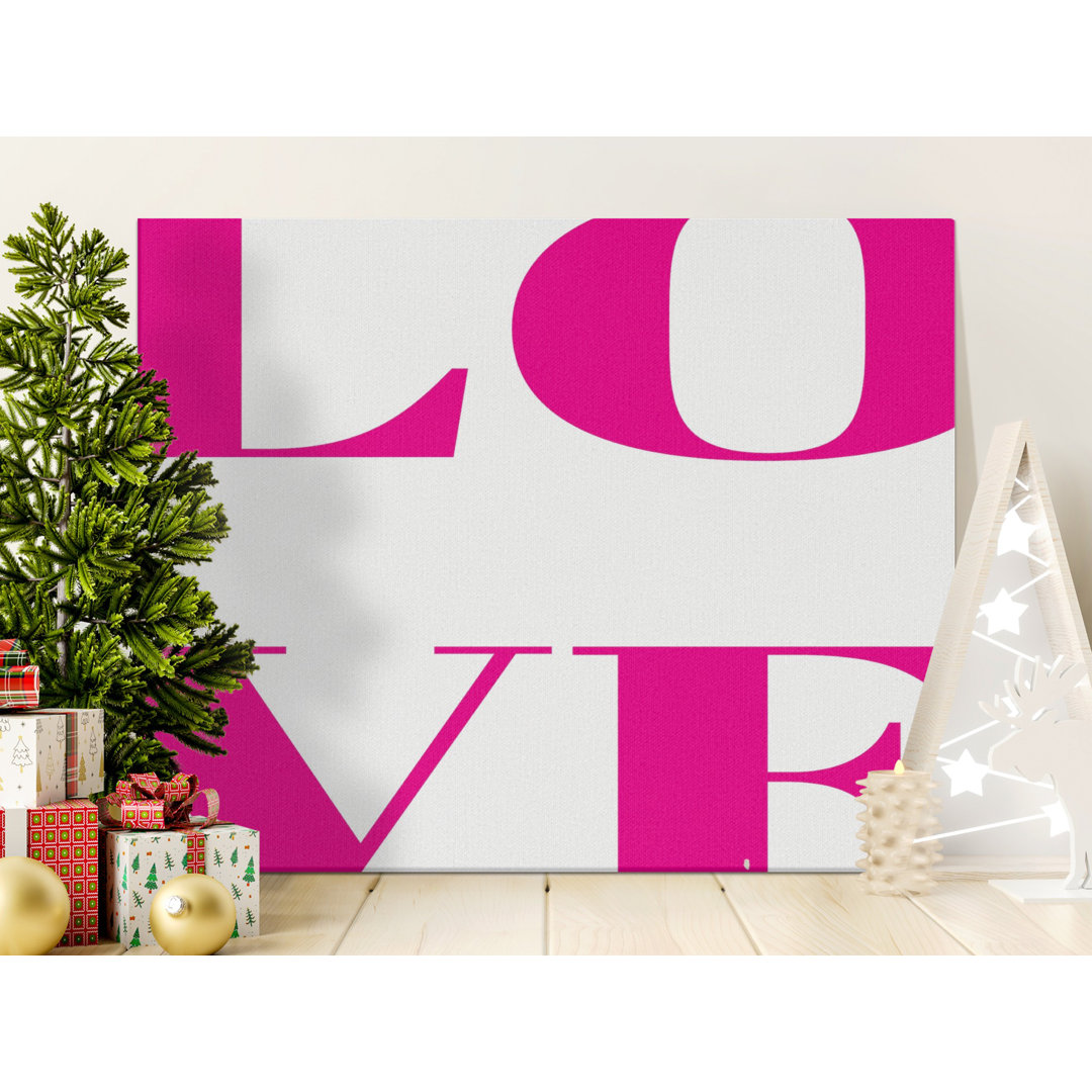 Love Canvas Wall Art, Pink Typography Print, Gallery Wrapped Canvas, Modern Decor, Ready to Hang, Archival Quality, Statement Piece
