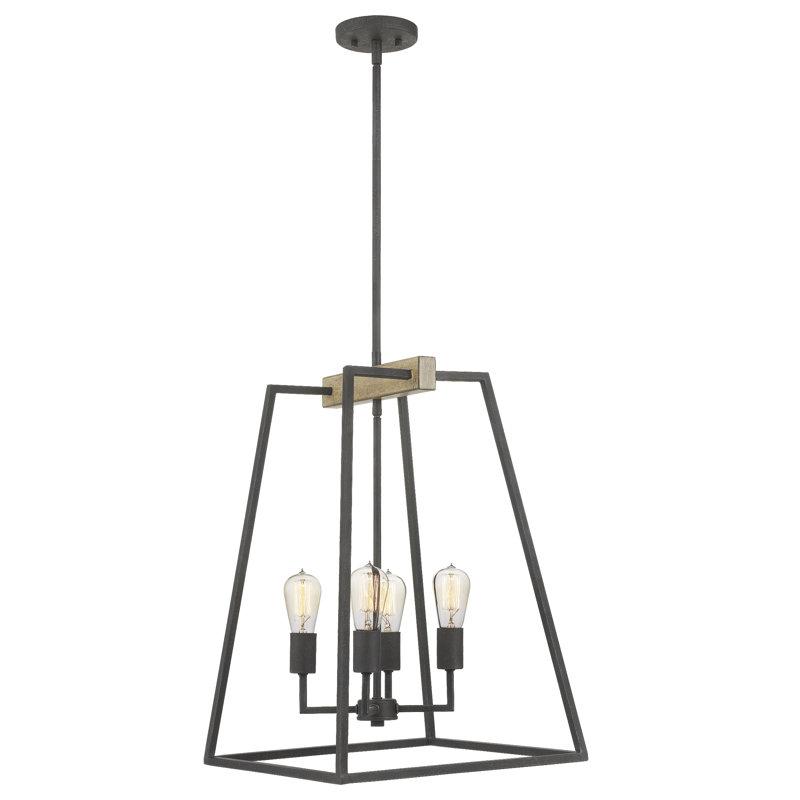 Lustre géométrique à 4 lumières avec accents en fer forgé Esmeralda