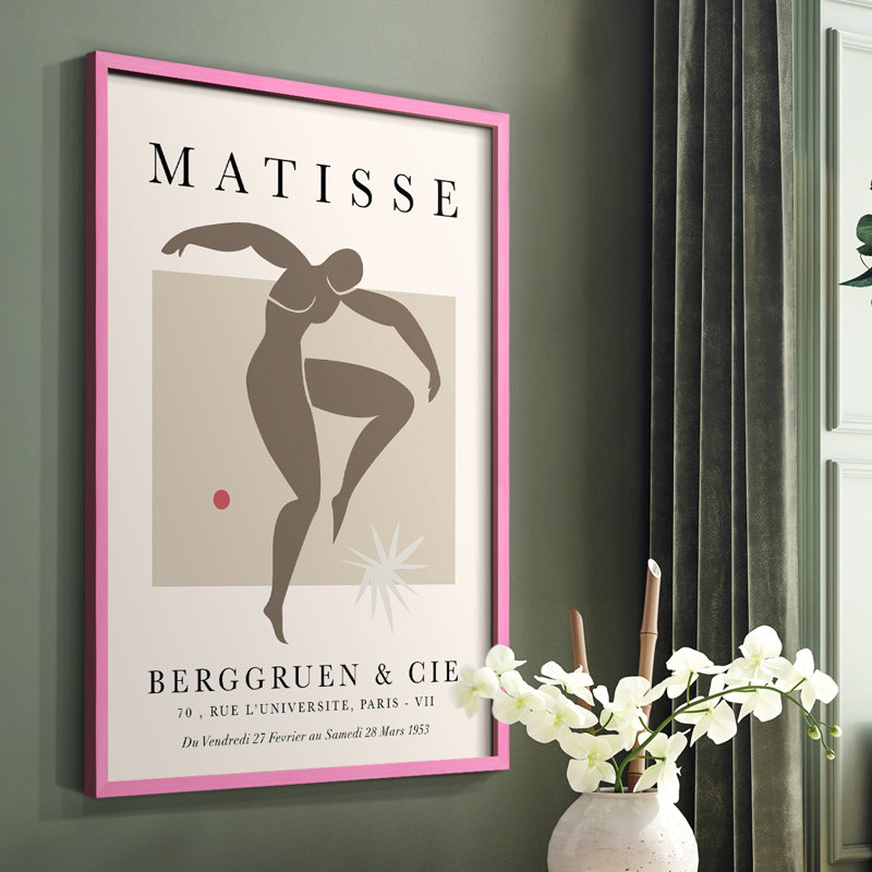 Matisse CCxxix, reproduction encadrée - bois massif, Rose, H 10 po x l 8 po