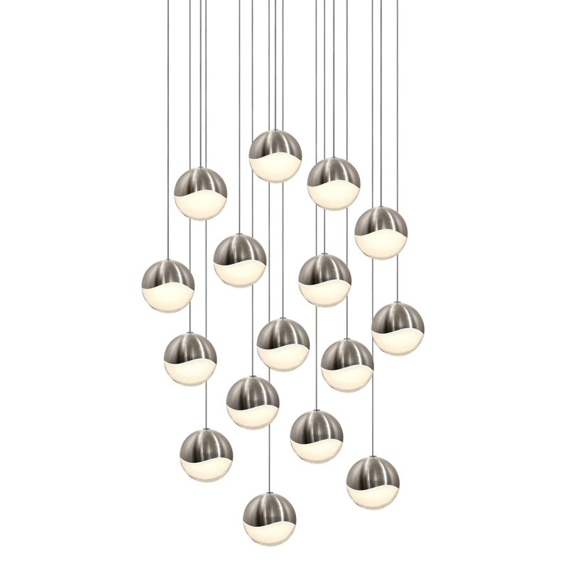 Grapes 16 - Light LED Pendant, 3.75" H x 23.75" W x 23.75" D, Satin Nickel